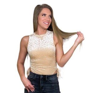 Champagne Velvet Leopard Sleeveless Bodysuit